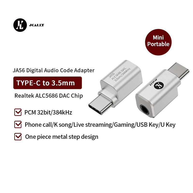 JCALLY JA56 USB-C A 3.5mm DAC 32-bit/384kHz ADAPTADOR DE AUDIO