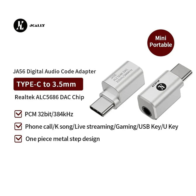 JCALLY JA56 USB-C A 3.5mm DAC 32-bit/384kHz ADAPTADOR DE AUDIO