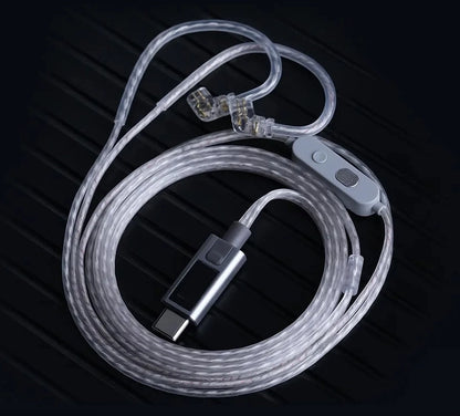 KZ M2 CABLE DE PLATA LIBRE DE OXÍGENO USB-C CON DAC+EQ Y MIC DUAL ANC